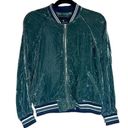 American Eagle 363- Blue Retro Style Crushed Velvet Bomber Jacket Photo 0