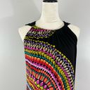 Tiana B  Black Colorful Mosaic Sunset Print Ruffle Hem Sleeveless Dress Sz S Photo 3