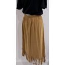 Denim & Co Vintage . Tan Suede Midi Fringe Skirt Photo 6