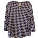 Houndstooth Tyler Boe Womens Size Large Multicolor  Bell Sleeve Stretch Blouse Photo 2