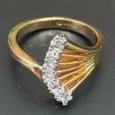 Vintage 18K HGE Gold plated Clear Stone Fan Ring Size 7 Photo 4