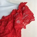 One Piece Vintage 70s 80s Teddy  Red Lace Satin Romper Lingerie High Cut Booty M Photo 4