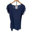 The Moon Full Cheryl Maternity Tie Front Blouse in Navy size 2X Laser Cut Out Floral Photo 9