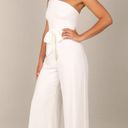 Petal and Pup  Leyton White One Shoulder Wide Leg Belted Jumpsuit 4 Photo 6