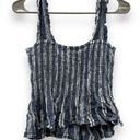 Anthropologie  Maeve Schuyler Smocked Blue & White Striped Peplum Top Sz M Photo 2