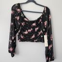 Madden Girl   Floral-Print Peasant Top With Mask, Black Ruched Size XXL NWT Photo 2