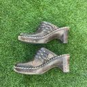 Frye Charlotte chocolate brown leather studded slip on wedge mules 7 Photo 12