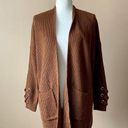 Debut  | Chocolate Brown Knit Open Cardigan Sweater Sz S Photo 0