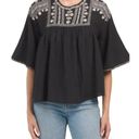 Mango NWT MNG by  Black Embroidered Gauze Blouse Size Small Photo 0