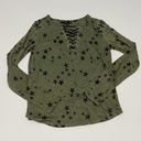 Generation Love  Valentina Long Sleeve Lace Up Tee Star Print Green Extra Small Photo 3