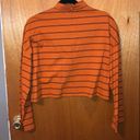 Forever 21 Striped Long Sleeve Cropped Shirt Orange Size M Photo 1