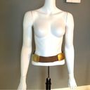 Donna Karan  belt small leather chunky metal hardware western brown metallic Photo 12