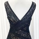 Monique Lhuillier  Womens 4 Cocktail Dress LBD Lace Bodycon Sleeveless Black Mini Photo 3