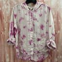 Rachel Zoe  Pink Tie Dye Hooded Button Front Linen Shirt Photo 0