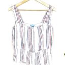 Draper James sleeveless smocked peplum waist striped cotton top size large Photo 2