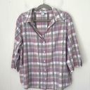 Dress Barn  Button Up Collared Shirt Plaid Floral 3/4 Sleeve ~ Woman Size 14W/16W Photo 0