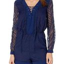 Adelyn Rae Dark Blue Lace Romper SIZE XS Long Sleeve Embroider Cocktail Romantic  Photo 0