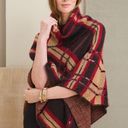 Chico's  Plaid Embellished Cowl Neck Poncho Photo 0