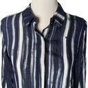 Habitat  Clothes to Live In Button Up Blouse Blue Striped‎ Collar Women's Size XS Photo 1