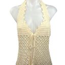 VRG GRL NWT Cream Crochet Knit Halter V Photo 0