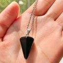 Black Onyx Pendulum Pendant Chain Necklace Photo 0