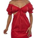 The Vintage Shop  Red Off The Shoulder Side Cut Out Mini Dress M Photo 0