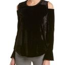 Harvé Benard Harve Benard Black Velvet Long Sleeve Cold Shoulder Bell Sleeve Top Womens Small Photo 0