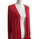 LuLaRoe  Sarah Duster Style Full Length Cardigan Red White Micro Stripe Medium Photo 1