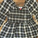 Tommy Hilfiger Tommy Jeans Womens Size Medium Plaid Peplum Smocked Top •Scoop Neck Long Sleeves Photo 10