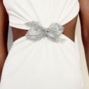 ZARA mini white dress cut out rhinestones bow wedding party coctail Photo 13