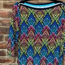 Westbound  Rainbow Multicolored Aztec Print 3/4 Sleeve Top Women's Size Medium Photo 1