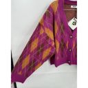 Daydreamer  Argyle Cardigan Women XL NEW Fuchsia Sunset Wool Blend Y2K Retro Photo 3