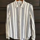 Orvis  Women’s Small Black & White Striped Linen Long Sleeve‎ Button Shirt Photo 0