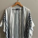 American Eagle  Boho Striped Cover Up Fringe Kimono Blue, Navy, White Size O/S Photo 1