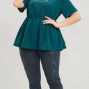 Bloomchic  Dark Green Round Neck Laser Cut Ruffles T-Shirt 22 24 3X NWT Photo 4