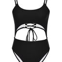 One Piece Cut Out Black Swimsuit Photo 3