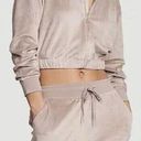 Victoria's Secret  Velour Bomber Cropped Jacket Elastic Waist Taupe Women's M NWT Photo 0