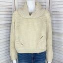 The Moon  & Madison Waffle Knit Cowl Neck Crop Sweater Cream Beige Small Long Sleeve Photo 0