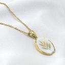 Gold Plant Irregular Shaped Pendant Necklace Photo 4