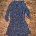 Joie  soft navy blue drawstring waist size 10 split neck polka dot dress Photo 2