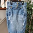 Bebe  Women's Blue Denim Cotton Zipper Straight Knee Length Jeans Skirts Size 25 Photo 0