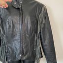 Harley Davidson  Motorcycle Vintage Black Leather Fringe Jacket Size Small Riding Photo 9