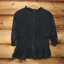 Something Navy  Black Pleated Blouse Top Photo 5