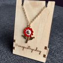 Wish Flower Make a  Fashion Necklace, Gold, Red Enamel Photo 3