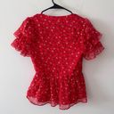 Madewell Red Metallic Prairie Posies Peplum Top Photo 1