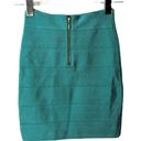 Bebe Vintage Y2K  Bandage Mini Skirt Light Turquoise Blue Green Exposed Zipper XS Photo 1