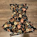 Xhilaration Xhiliration Faux Wrap Short Sleeve Floral MIDI Knee Length Dress Black Tan Large Photo 7