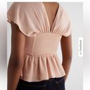 EXPRESS NWT  Sweetheart Neckline Peplum Flutter Sleeve Cropped Blouse Top  XL Photo 2