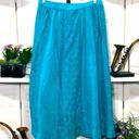 Susan Graver  boho teal blue cotton elastic waist full midi skirt sz M Photo 1