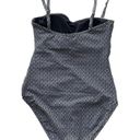 DKNY  Swimsuit One Piece Black White Geo Small Bandeau UPF SPF Stretch Straps Photo 3